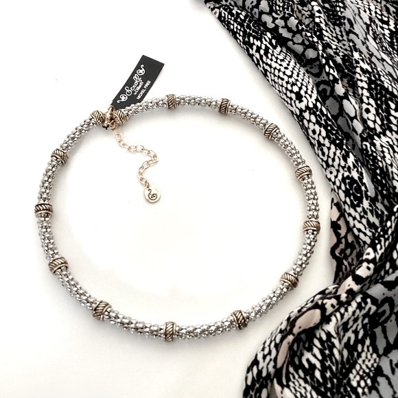 Scroll Gold And Silver Tone Metal Wire Statement Collar Necklace Crystal Accents - Picture 9 of 13